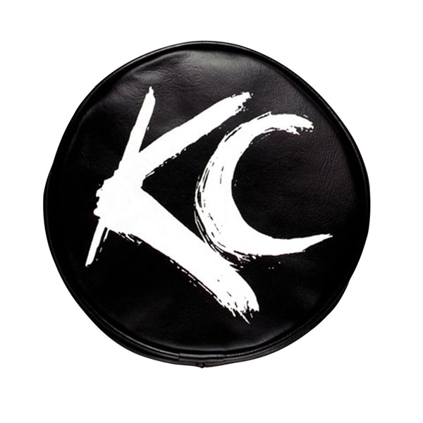 6" Soft Vinyl Cover - Round - Pair - Black / White KC Script Logo